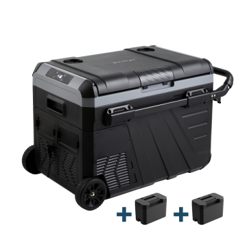 Evolar Elektrische Compressor Koelbox - 35L - 12V/230V - Inclusief 2 Accu's - Met Wielen & Hendel - Zwart